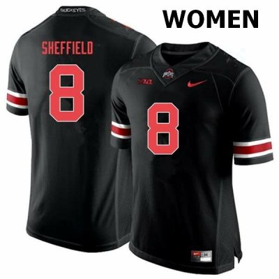 Women's Ohio State Buckeyes #8 Kendall Sheffield Black Out Nike NCAA College Football Jersey OG BLM2344BR